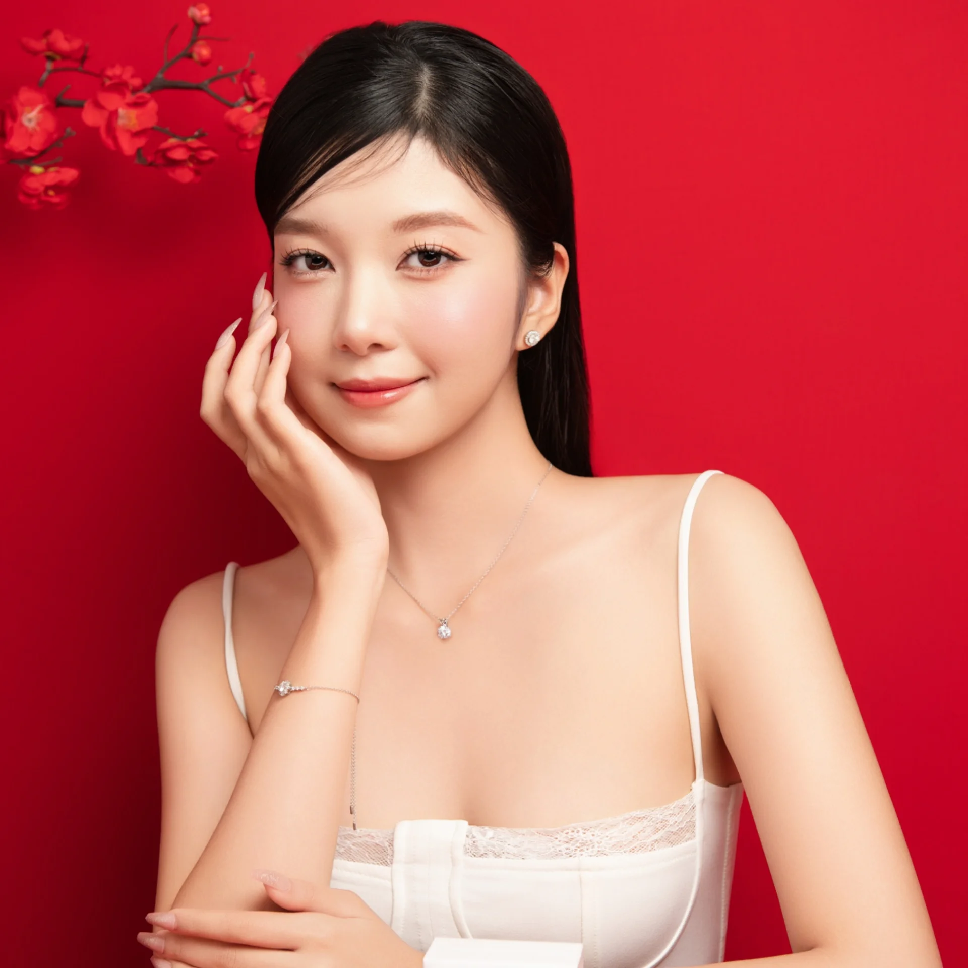 Bông tai nữ Moissanite 6 ly bạc xi bạch kim