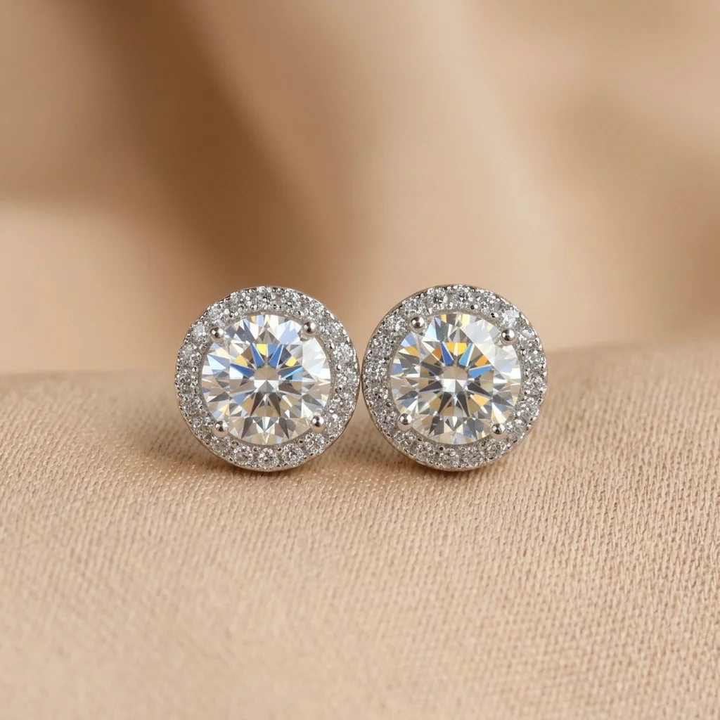 Bông tai nữ Moissanite 6 ly LAVESTA