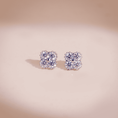 Bông Tai Cỏ 4 Lá Moissanite Cao Cấp LAVESTA – May Mắn, Sang Trọng & Lấp Lánh