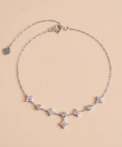 LẮC CHÂN NỮ BẠC XI BẠCH KIM CAO CẤP LAVESTA LAV214 LANI – THIẾT KẾ CỎ 4 LÁ MAY MẮN, TINH TẾ & ĐẦY KHÍ CHẤT