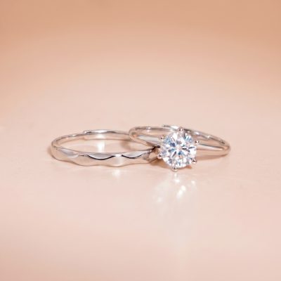 NHẪN ĐÔI BẠC NAM NỮ ĐÍNH ĐÁ MOISSANITE 6,5 LY KIỂM ĐỊNH GRA, BẠC XI BẠCH KIM KC147 LAVESTA – BIỂU TƯỢNG TÌNH YÊU SANG TRỌNG & VĨNH CỬU