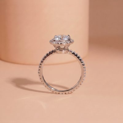 Nhẫn bạc xi bạch kim đá Moissanite KC146