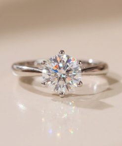 NHẪN NỮ BẠC XI BẠCH KIM ĐÁ MOISSANITE 6.5 LY KIỂM ĐỊNH GRA LAVESTA KC141 – THANH LỊCH, SANG TRỌNG & ĐẲNG CẤP