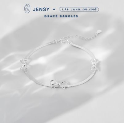 Lắc tay bạc nữ S925 JENSY Grace LTTL9 thiết kế nơ nhỏ